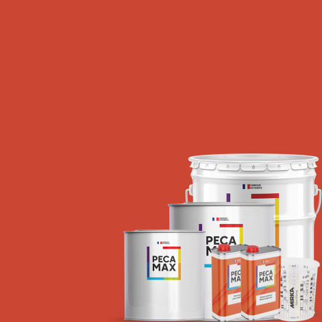 Peinture British Standard 381C 593 Rail red, Azo orange. Pots